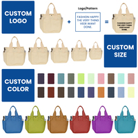 Sac fourre-tout en toile blanc grand format, durable, réutilisable, multi-compartiments, avec poche