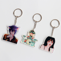 Gantungan Kunci Akrilik Transparan Custom, Gantungan Kunci Plastik Epoxy Mengkilap dengan Logo Kartun, Penyangga Pin Enamel, Gaya Anime yang Dapat Disesuaikan