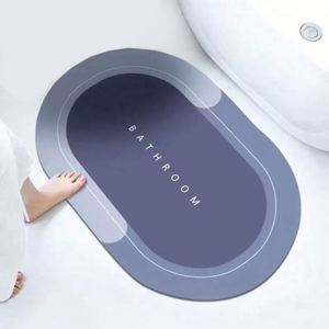 Tapis de salle de bain ovale en diatomite réversible, résistant aux taches, 40x60cm, motif géométrique, antidérapant, absorbant l'eau, tapis de sol pour porte - Product Image 2