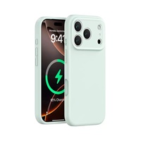 Coque de téléphone en silicone liquide véritable magnétique, anti-chute, résistante aux chocs, couleur unie personnalisée, douce pour la peau, pour iPhone 15 16 17 Pro Max