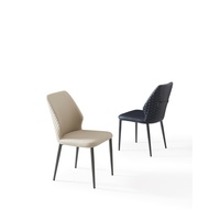 Chaise de salle à manger vintage en cuir PU, cadre en métal moderne de luxe, chaise d'appoint rembourrée et capitonnée, meubles de salle à manger et de cuisine