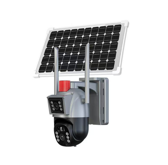 Factory Price Dual Lens Outdoor Wireless IP66 Night Vision 4G Security Solar Cameras with Dual Angle 4MP 1-Year Warranty