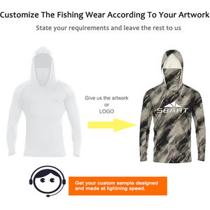 Sbart personalizado ligero poliéster sublimación UV Botón de manga larga SPF UPF 50 camisa de pesca con capucha - Product Image 5