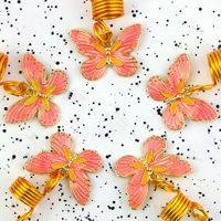 Pendentif papillon, accessoire de bijouterie DIY, grand matériau métallique transparent, extension de cheveux, ornement de coiffure, CECILLIA WIG JH-291 pour
