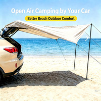 Auvent Pare-Soleil Universel pour Véhicule, Tente de Camping Extérieure Imperméable avec Revêtement Argenté et Fixation par Ventouses pour Hayon de Voiture