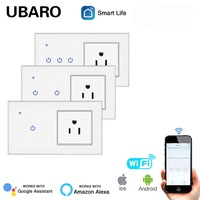 Interruptor Inteligente WiFi UBARO con Enchufe Estadounidense, Requiere Cable Neutro, Compatible con Tuya Smart Life, Alexa y Control por Voz de Google, Panel de Vidrio Templado