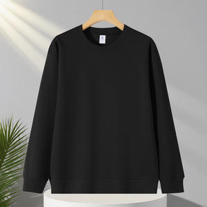 Pull à col rond pour homme en coton chinois 230g, double face, ample, oversize, uni, anti-boulochage, décontracté, respirant - Product Image 3