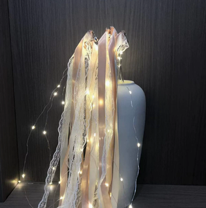 Baguettes lumineuses <span class=keywords><strong>LED</strong></span> pour mariage, rubans en dentelle, streamers, bâtonnets lumineux clignotants avec cloche, décorations pour fête de naissance, fête d'anniversaire - Product Image 1