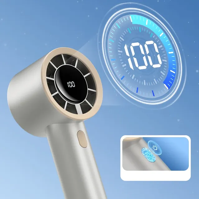 Personal Cooling Rechargeable USB Portable Handheld Fan Bladeless Brushless Motor 1200mAh Battery Button Control 100-Speed Hotel