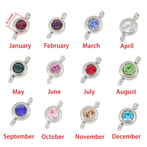 Double-hook Birthstone Modular Bracelet <b>Titanium</b> Steel <b>Chain</b> Unisex Gift Jewelry - Product Image 5