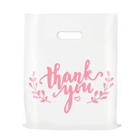 Sacs en polyéthylène transparents à fond plat personnalisables, recyclables, réutilisables, sacs 'Merci', emballage pour supermarchés, plastique LDPE