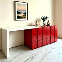 Coiffeuse compacte JINXI moderne et minimaliste, finition brillante, avec tiroirs, couleur rouge chinois, table de maquillage et commode de rangement pour chambre à coucher