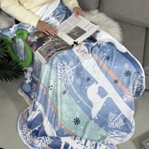 Dễ thương Tuần Lộc trang trí chăn, màu xanh, mềm mại Chăn len, Giáng sinh mô hình tùy chỉnh chăn, 60x40inch - Product Image 4