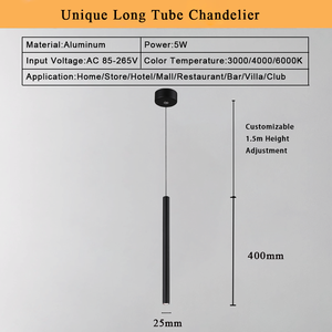 Lampadario Moderno Personalizzato 5W, Lampada a Sospensione Nordica in Alluminio LED, Lampada da Soffitto in Alluminio, Tubo Lungo per Protezione Occhi, per Camera e Hotel - Product Image 4