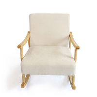 Ensemble de fauteuils à bascule modernes en bois massif avec ottoman, fauteuil relaxant rembourré en tissu pour salon, bureau à domicile et bar