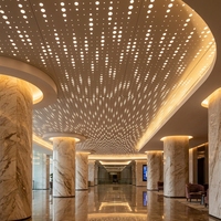 Plafonds en aluminium architecturaux personnalisés avec éclairage LED, ignifuges, artistiques, en métal, pour la décoration de bureaux, en alliage perforé