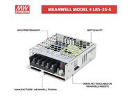 Alimentation électrique compacte en métal MeanWell 5V 7A 35W SMPS LRS 35 5 pour panneaux de commande industriels, bande LED, utilisation CNC