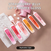 Gloss à lèvres liquide repulpant à base de plantes, huile hydratante, saveur fraise, format voyage, sans logo, étiquette privée personnalisée, certifié MSDS