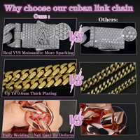 Chaîne cubaine en moissanite 16mm 18mm, collier personnalisé Hip Hop en argent 925, chaîne cubaine en moissanite diamant VVS