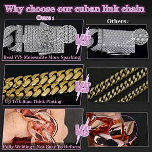 Cadena de Eslabones Cubanos de Moissanita de 16mm 18mm, Collar Personalizado Estilo Hip Hop en Plata 925 con Diamantes VVS de Moissanita - Product Image 4