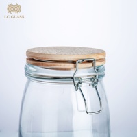 Bocaux de conservation en verre avec couvercle, pour conserver la nourriture, transparents, pots à bonbons, avec couvercle en bois, ustensiles de cuisine, meilleure vente