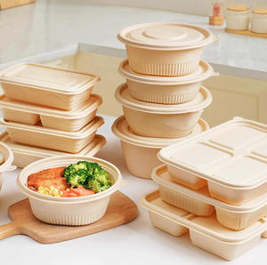 Biodegradable Disposable Cornstarch to Go Lunch Box Plastic Compostable Take Out Food <b>Container</b> - Product Image 3