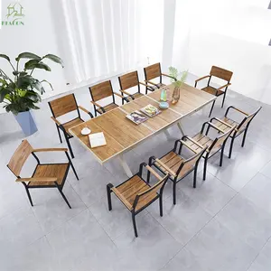 Aluminum Expandable Dining Table Set Wholesale Price Outdoor Hotel Restaurant Furniture Patio Metal Dining Set With 8 Chair