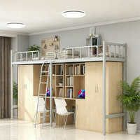 Lit superposé moderne en métal avec escalier pour hôpital, dortoir, école, hôtel, appartement ou chambre à coucher - Vente en gros