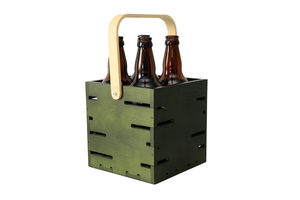 Boîte de transport en bois Vietnam Cube, teintée noir, brun, vert, avec poignée en bois courbé, 4 compartiments, coffret cadeau OEM - Product Image 5