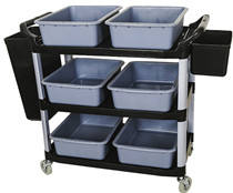 Piring rumah tangga dapur restoran hotel rumah sakit, kereta troli plastik dorong komersial <span class=keywords><strong>3</strong></span> tingkat multifungsi - Product Image 2