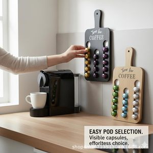 Support mural en bois pour dosettes de café 40 cm x 20 cm pour la maison et la cuisine - Product Image 3