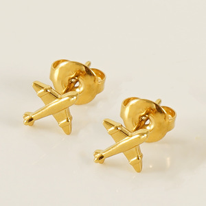 Mini 18K plaqué or coeur clou <span class=keywords><strong>de</strong></span> <span class=keywords><strong>girofle</strong></span> nuage avion poisson boucles d'oreilles en acier inoxydable bijoux vacances goujons pour les femmes - Product Image 3