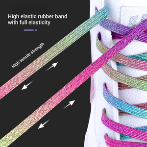 Olian Lacets à paillettes sans attaches Lacets élastiques Baskets <span class=keywords><strong>Tennis</strong></span> Lacets de chaussures sans attaches pour enfants Adultes - Product Image 4