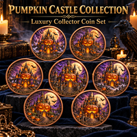 Pièce de monnaie d'imitation en cuivre pur 999 de 1 oz, électroplaquée, série Halloween, Château Citrouille, en relief 3D, couleur UV, artisanat métallique