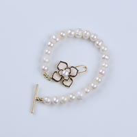 Bracelet femme perles d'eau douce en forme de pomme de terre plaqué or 14 carats