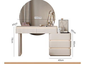 Bàn trang điểm gỗ, thiết kế bàn trang điểm hiện đại màu trắng có gương và ngăn kéo, bộ bàn trang điểm - Product Image 6