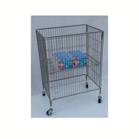Présentoir promotionnel pour magasin de détail Support de vidage en fil métallique léger pliable avec roues