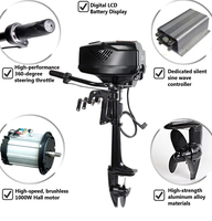 Moteur hors-bord électrique 5 CV 48V 1200W pour bateau, moteur de traîne monté sur transom pour la pêche de loisir en eau douce/coastale et l'aquaculture