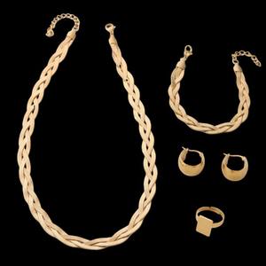 Новое поступление позолоченные Ювелирные наборы из нержавеющей стали циркон ожерелье браслет серьги наборы для женщин - Product Image 3