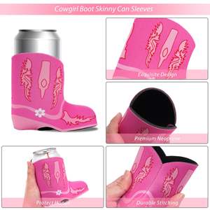 Fundas térmicas de neopreno para latas, estilo vaquero, delgadas y ajustadas, para bebidas en fiestas western - Product Image 2