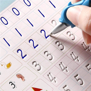 4Pcs Set Roumain Magic Grooved Practice Copybook for Kids Réutilisable Grooved Handwriting Workbook Learn to Write Number Letter - Product Image 5