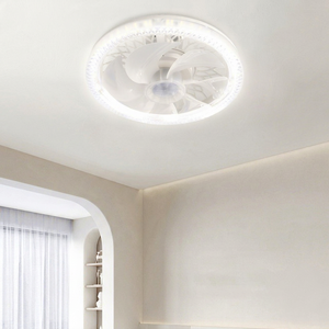 Ventilateur de plafond en cristal Pion Supply avec moteur AC, éclairage LED E27, télécommande, 3 vitesses réglables, température de couleur ajustable, montage encastré - Product Image 1