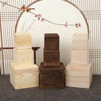 Boîte de rangement en bois de pin avec couvercle coulissant carré simple, boîte cadeau, boîte à thé, collection de porcelaine, emballage en verre