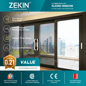 Puerta Corredera de Aluminio con Aislamiento Térmico y Acústico, Doble Vidrio Templado, NFRC, Directo de Fábrica - Product Image 1