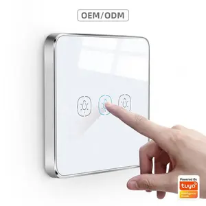 Smart life App Tuya zigbee 3.0 sakelar dan soket 3 gang sakelar OEM & ODM dinding pintar sakelar sentuh eu uk