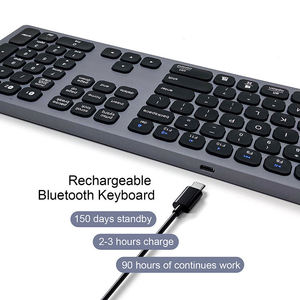 Clavier en aluminium rechargeable avec rétroéclairage RVB 7 couleurs, clavier Bluetooth en aluminium, clavier d'ordinateur Bluetooth, clavier sans fil - Product Image 4