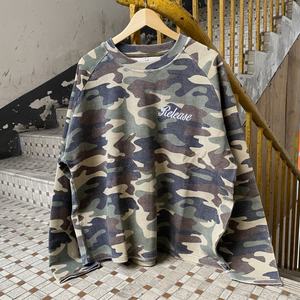 Commercio all'ingrosso con lavaggio acido mimetico colore grafico a tracolla cialda a manica lunga Oversize <span class=keywords><strong>Street</strong></span> <span class=keywords><strong>Wear</strong></span> felpa termica da uomo - Product Image 5