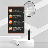 Raqueta de Bádminton Ligera 4U de Grafito de Carbono 100% Avanzado con Empuñadura de PU, Marco Aerodinámico y Junta en T Integrada para Juego Competitivo