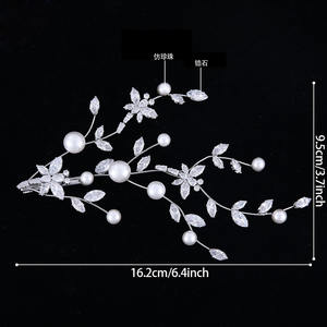 SLBRIDAL Barrettes de luxe <span class=keywords><strong>tendance</strong></span> en zircon cubique et perles pour femmes, pinces à <span class=keywords><strong>cheveux</strong></span> de mariée pour filles, bijoux et accessoires capillaires - Product Image 5