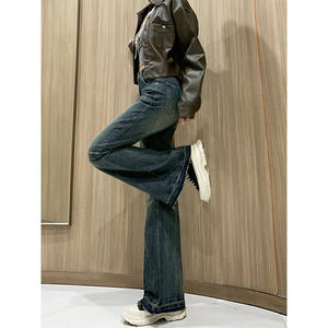 กางเกงยีนส์ผู้หญิงไมโครลาร์2025วินเทจ, กางเกงยีนส์ขาบานกว้างไม่มีขาทรงหลวมดีไซน์รูปเกือกม้าระบายอากาศสำหรับฤดูใบไม้ผลิฤดูร้อน - Product Image 5